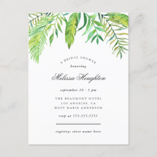 Invitation Carte Postale Aquarelle tropicale Feuilles Fête des mariées d'ét
