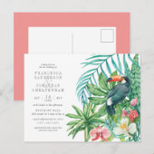 Invitation Carte Postale Aquarelle Tropicale moderne Feuilles & Mariage Tou (Devant / Derrière)