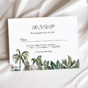 Invitation Carte Postale Aquarelle tropicale tendance Feuilles verts