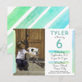 Invitation Carte Postale Aquarelle Turquoise moderne photo fête d'anniversa (Devant / Derrière)