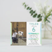 Invitation Carte Postale Aquarelle Turquoise moderne photo fête d'anniversa (Debout devant)