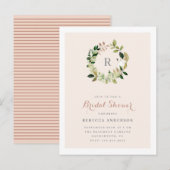 Invitation Carte Postale Aquarelle Verdure Fête des mariées à fond bleu (Devant / Derrière)