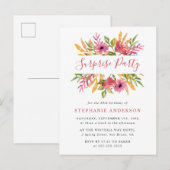 Invitation Carte Postale Aquarelle vive Florale Surprise fête d'anniversair (Devant / Derrière)