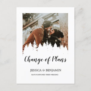 Invitation Carte Postale Arbre à pin d'hiver Script photo Changement de pla