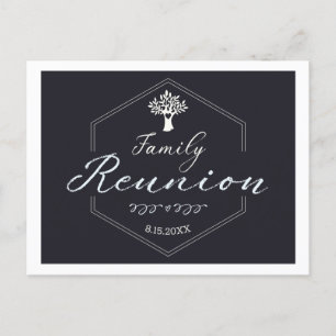 Invitation Carte Postale Arbre à Réunion Familiale Classique Noir Blanc