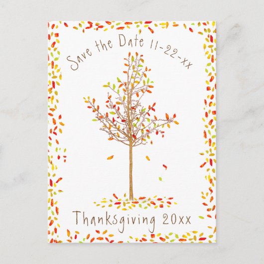 Invitation Carte Postale Arbre d'automne Thanksgiving Enregistrer la date (Devant)