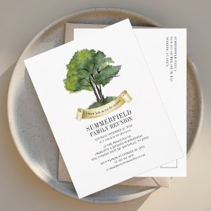 Invitation Carte Postale Arbre généalogique aquarelle de réunion de famille
