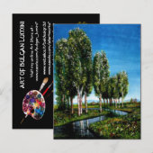 INVITATION CARTE POSTALE ARBRES À FEUILLES BLANCHES DANS LE PAYSAGE TOSCANS (Devant / Derrière)