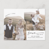 Invitation Carte Postale Arc moderne QR Code 2 Photo Enregistrer la date (Devant)