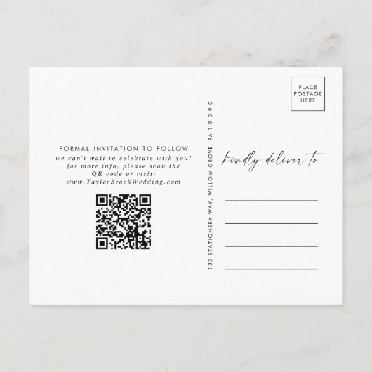 Invitation Carte Postale Arche moderne | Saumon QR Code photo Enregistrer l (Dos)