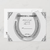 Invitation Carte Postale Argent à cheval sur mariage blanc RSVP (Devant / Derrière)