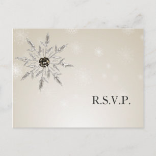 Invitation Carte Postale argent or neige flocons d'hiver mariage rsvp Card