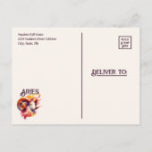 Invitation Carte Postale Aries Aquarelle Ram Zodiac Thème Anniversaire Fête (Dos)