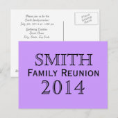 Invitation Carte Postale Arrière - plan de la lavande de réunion familiale (Devant / Derrière)