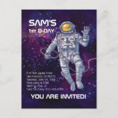 Invitation Carte Postale Astronaute dans l'espace | Etoiles d'aquarelle et  (Devant)