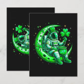 Invitation Carte Postale Astronaute dans l'espace lunaire Saint Patrick's D (Devant / Derrière)