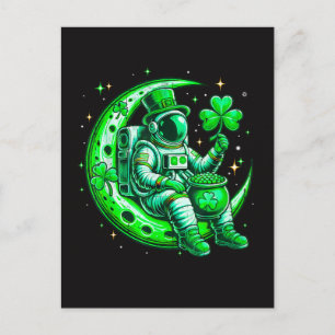 Invitation Carte Postale Astronaute dans l'espace lunaire Saint Patrick's D