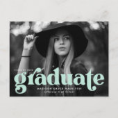 Invitation Carte Postale Audacieuse Typographie Mint Photo Graduation Party (Devant)