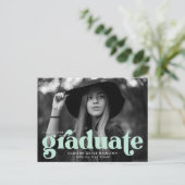 Invitation Carte Postale Audacieuse Typographie Mint Photo Graduation Party (Debout devant)