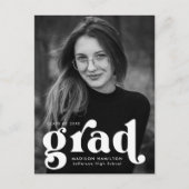 Invitation Carte Postale Audacieuse Typographie Photo Graduation Party (Devant)