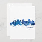 Invitation Carte Postale Augusta Géorgie Skyline Blue (Devant / Derrière)