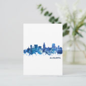 Invitation Carte Postale Augusta Géorgie Skyline Blue (Debout devant)