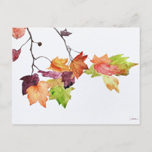 Invitation Carte Postale Automne Feuilles Automne Aquarelle Automne Imprime