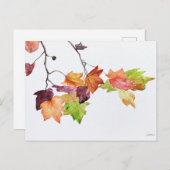 Invitation Carte Postale Automne Feuilles Automne Aquarelle Automne Imprime (Devant / Derrière)