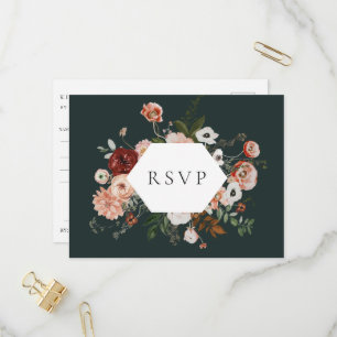 Invitation Carte Postale Automne Floral Frame Wedding RSVP Song Request
