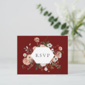 Invitation Carte Postale Automne Floral Frame Wedding RSVP Song Request (Debout devant)