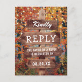 Invitation Carte Postale Automne Rustique Automne Bois Mariage RSVP (Devant)