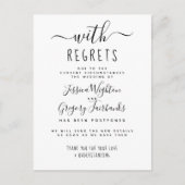 Invitation Carte Postale Avec Regrets Mariage différé noir & blanc (Devant)