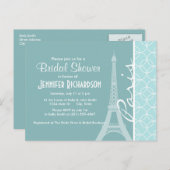 Invitation Carte Postale Baby Blue Eiffel Tower ; Paris (Devant / Derrière)