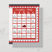 Invitation Carte Postale Baby shower À petits pois Ladybug Bingo Card 9 (Devant / Derrière)