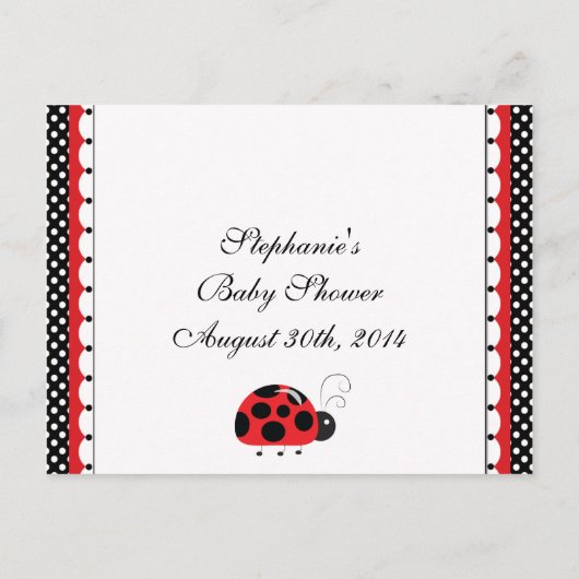 Invitation Carte Postale Baby shower À petits pois Ladybug Bingo Card 9 (Dos)