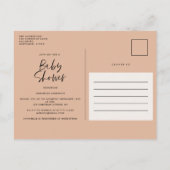Invitation Carte Postale Baby shower aquarelle illustration script simple (Dos)