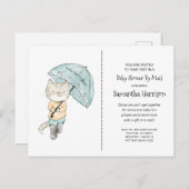 Invitation Carte Postale Baby shower aquarelle par courrier (Devant / Derrière)