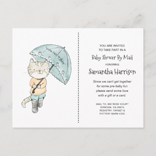 Invitation Carte Postale Baby shower aquarelle par courrier (Devant)