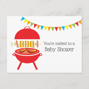 Invitation Carte Postale baby shower barbecue, barbecue, barbecue grill bar