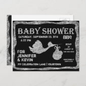 Invitation Carte Postale Baby Shower | BBQ | Tableau noir (Devant / Derrière)