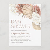 Invitation Carte Postale Baby shower blanc orchidée et palmier séché Boho (Devant)