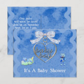 Invitation Carte Postale Baby shower Bleu Boy Teddy Bear Charm (Devant / Derrière)
