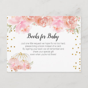 Invitation Carte Postale Baby shower Citrouille floral - Apportez un encart