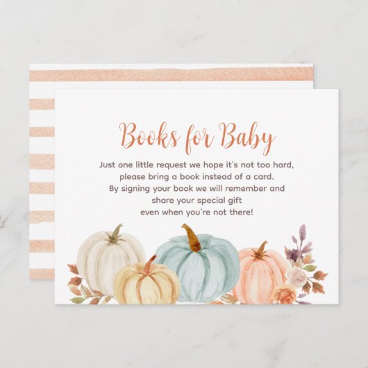 Invitation Carte Postale Baby shower citrouille rustique - Apportez un inse (Devant / Derrière)