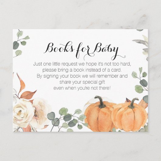 Invitation Carte Postale Baby shower citrouille rustique - Apportez un inse (Devant)