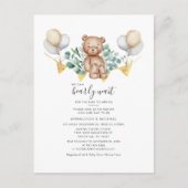 Invitation Carte Postale Baby shower Couples vert Ours et Eucalyptus (Devant)