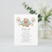 Invitation Carte Postale Baby shower Couples vert Ours et Eucalyptus (Debout devant)