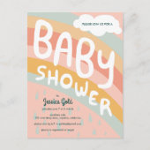 Invitation Carte Postale BABY SHOWER Cute Nuages Rainbow Pluie Custom (Devant)