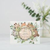 Invitation Carte Postale Baby shower d'animaux de bois mignons (Debout devant)