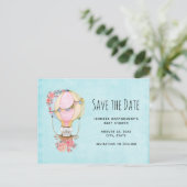 Invitation Carte Postale Baby shower d'aquarelle à bulle d'air chaud (Debout devant)